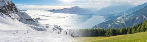 People skiing in Valle d’Aosta